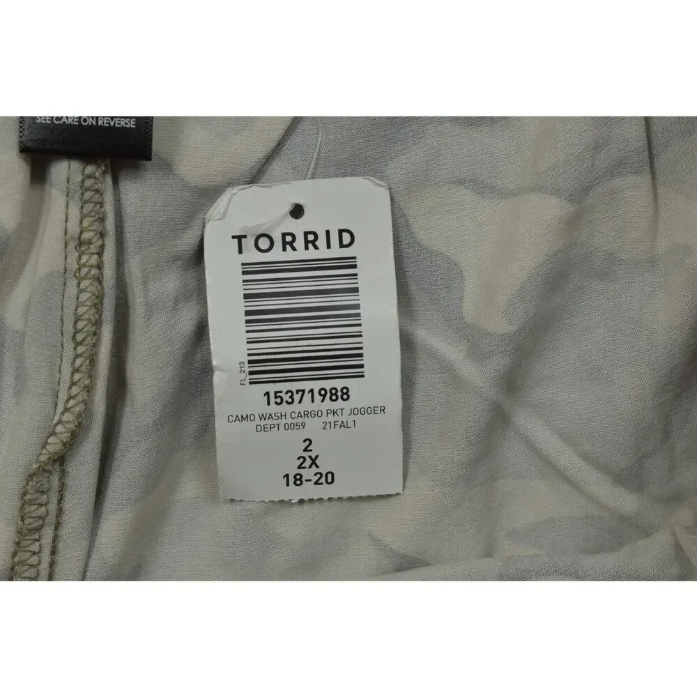 Torrid Camo Wash Cargo Pkt Jogger Size 2 2X 18-20 Green Camouflage Rayon NEW